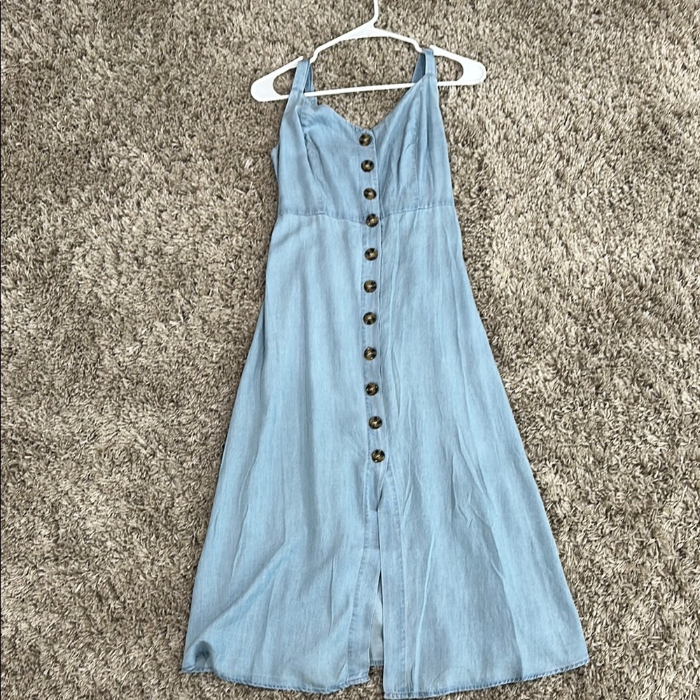 Light Blue Button-Down Denim Dress